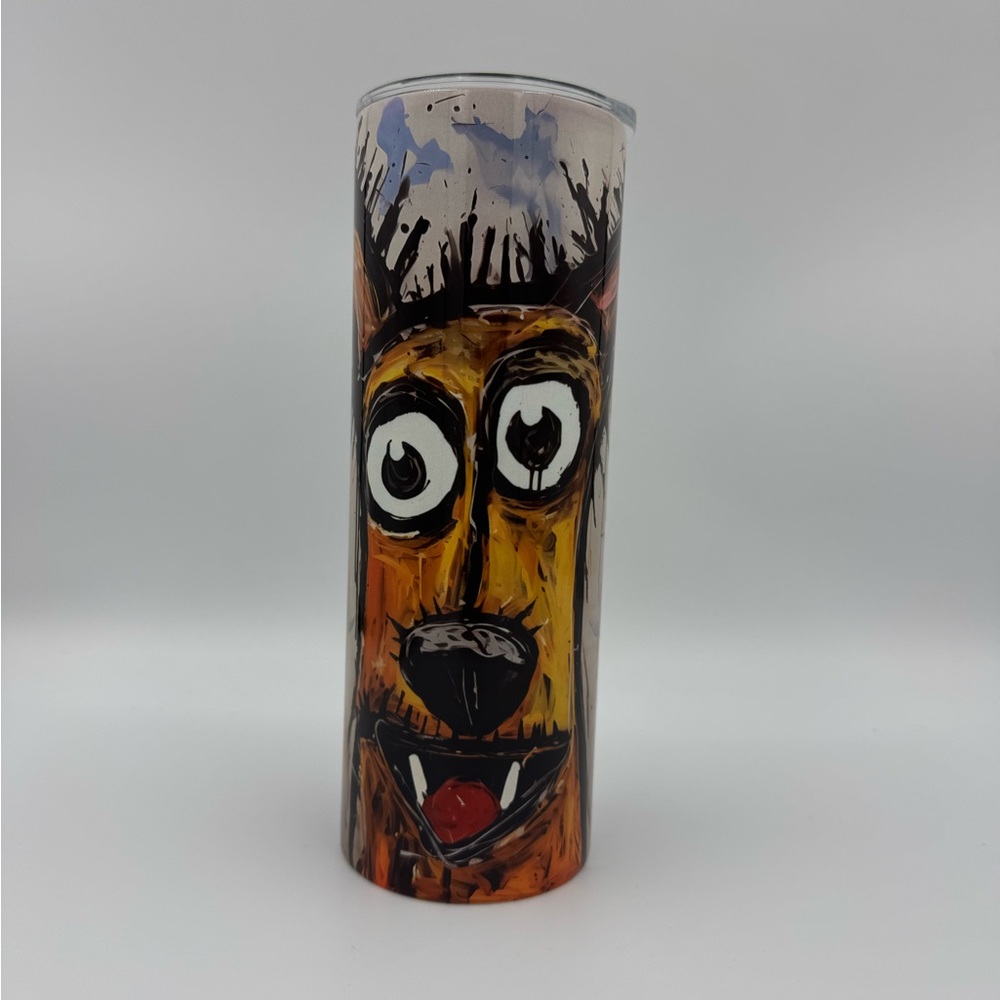 Abstract Tan Dog 20oz Skinny Stainless Steel Tumbler With Straw